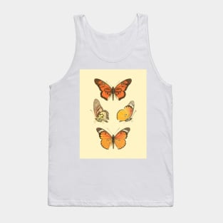 Orange Butterflies Vintage Illustration 70s Style Tank Top